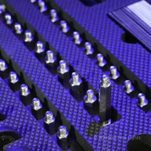 Aligned accessories and extender pins in foam