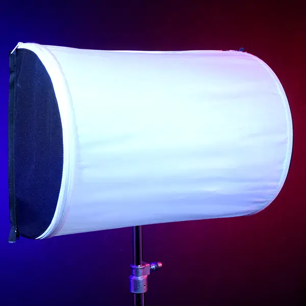 Covered wagon softbox for 2, 3, or 4 Astera Helios Tubes. Includes diffusion skin, Dooplo Double Light Clamp, blackout siders, end plates, knobs, and carry bag. SKU: LSQ20