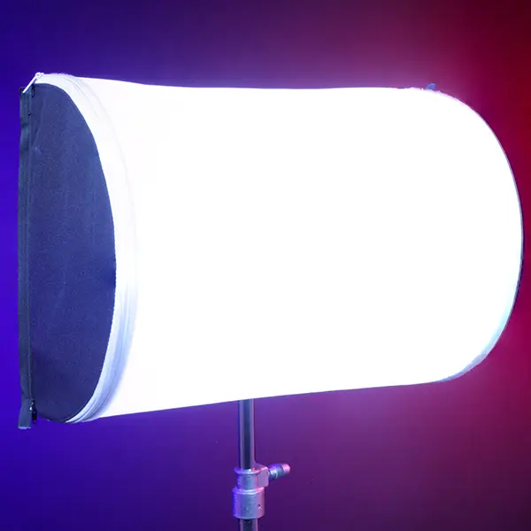 Covered wagon softbox for 2, 3, or 4 Astera Helios Tubes. Includes diffusion skin, Dooplo Double Light Clamp, blackout siders, end plates, knobs, and carry bag. SKU: LSQ20
