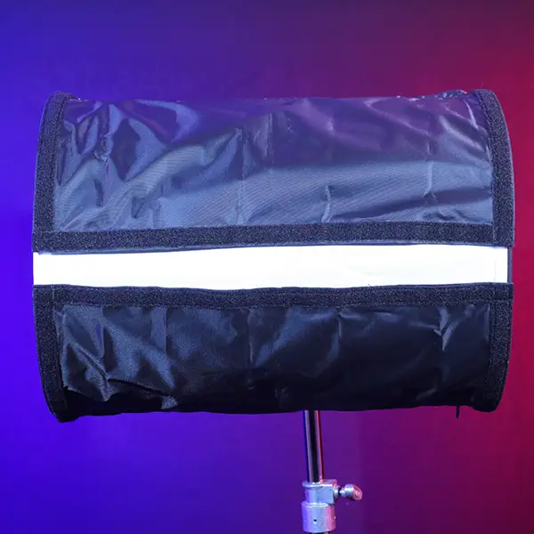 Covered wagon softbox for 2, 3, or 4 Astera Helios Tubes. Includes diffusion skin, Dooplo Double Light Clamp, blackout siders, end plates, knobs, and carry bag. SKU: LSQ20