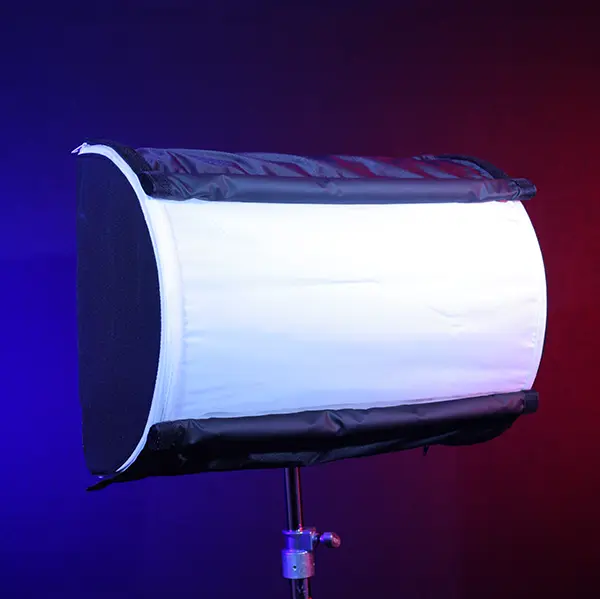 Covered wagon softbox for 2, 3, or 4 Astera Helios Tubes. Includes diffusion skin, Dooplo Double Light Clamp, blackout siders, end plates, knobs, and carry bag. SKU: LSQ20