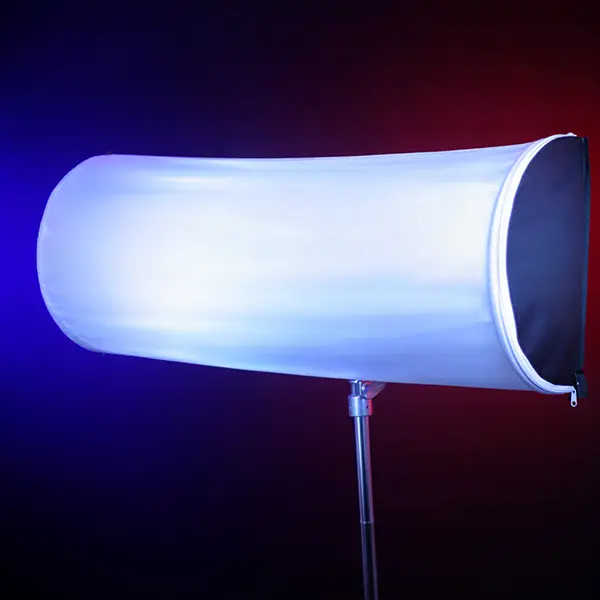 Covered wagon softbox for 2, 3, or 4 Astera Titan Tubes. Includes diffusion skin, Dooplo Double Light Clamp, blackout siders, end plates, knobs, and carry bag. SKU: LSQ40